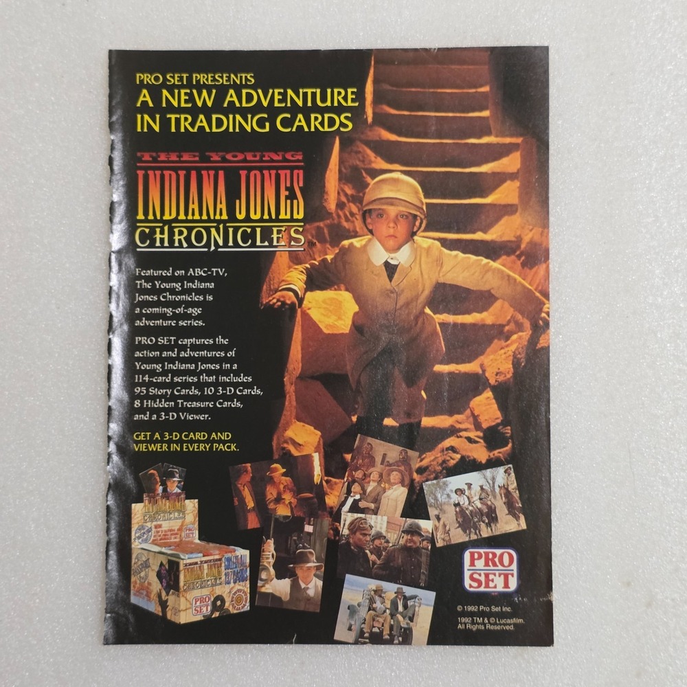 Vintage 1992 Young Indiana Jones Chronicles Pro Set Trading Cards Print Ad 8x10